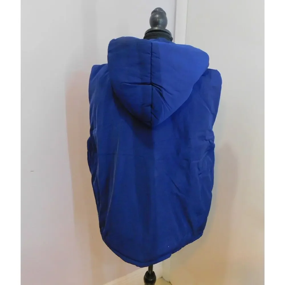 RAWGEAR Mens Insulated Zip Front Puffer Hoodie Vest Navy Double Zipper Large New